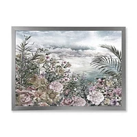 Retro Flowers by The Sea Side  Wall Art