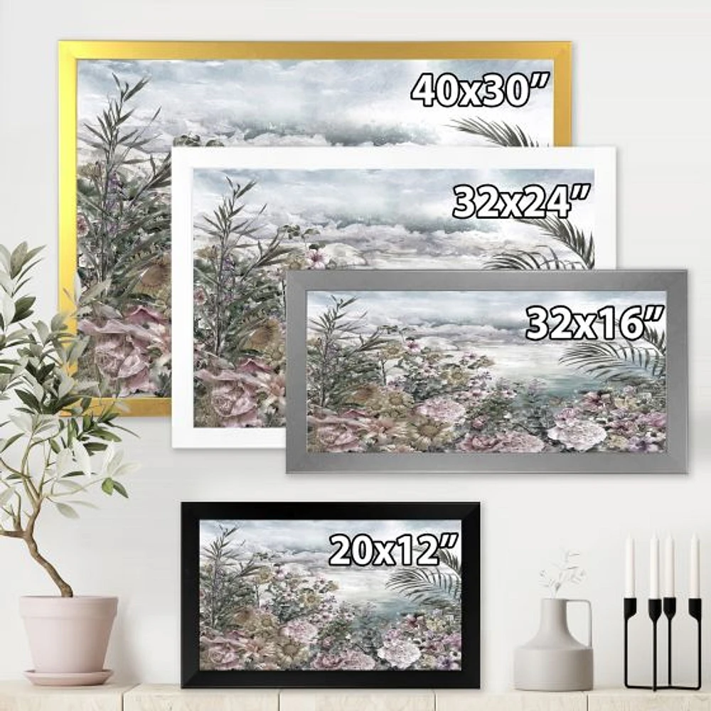 Retro Flowers by The Sea Side  Wall Art