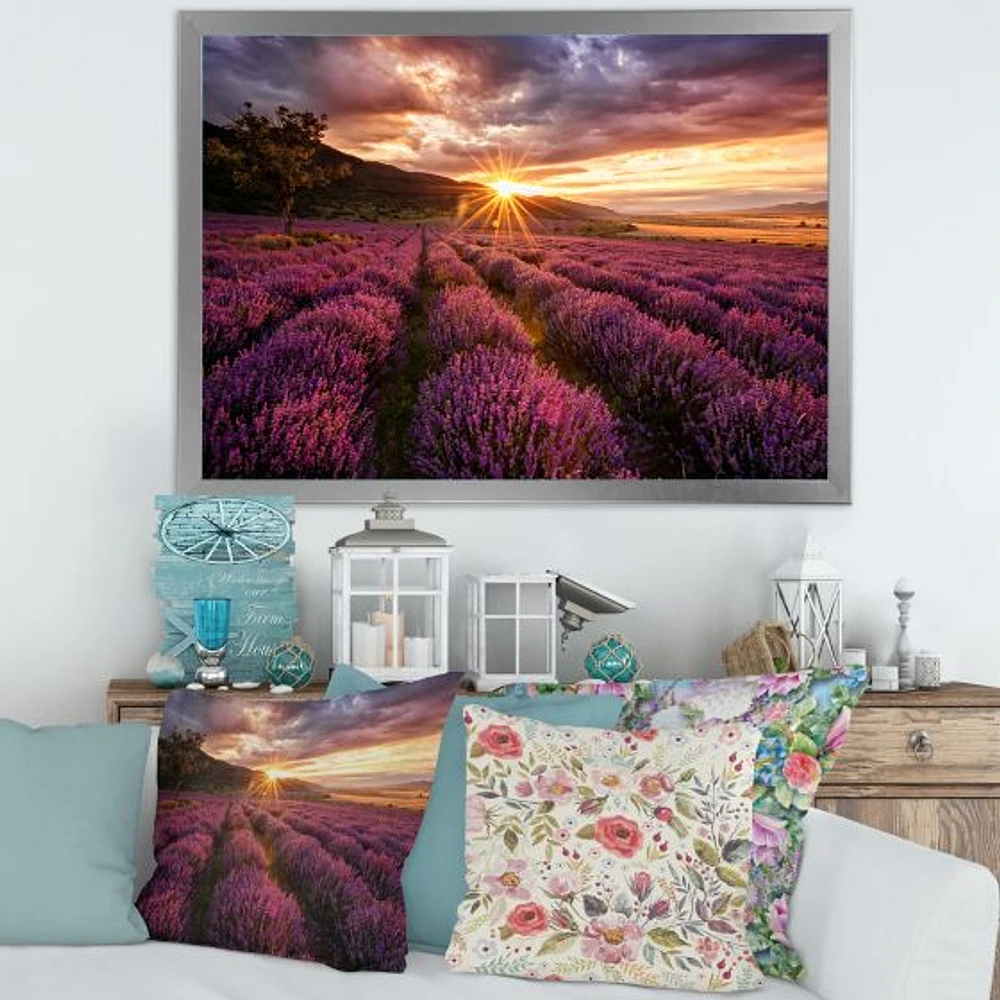 Toile « Sunrise & Dramatic Clouds Over Lavender Field IV