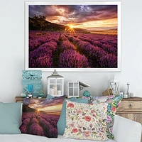 Sunrise & Dramatic Clouds Over Lavender Field IV  Wall Art