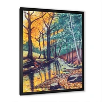 Toile « Landscape with River Autumn Forest Sunset »