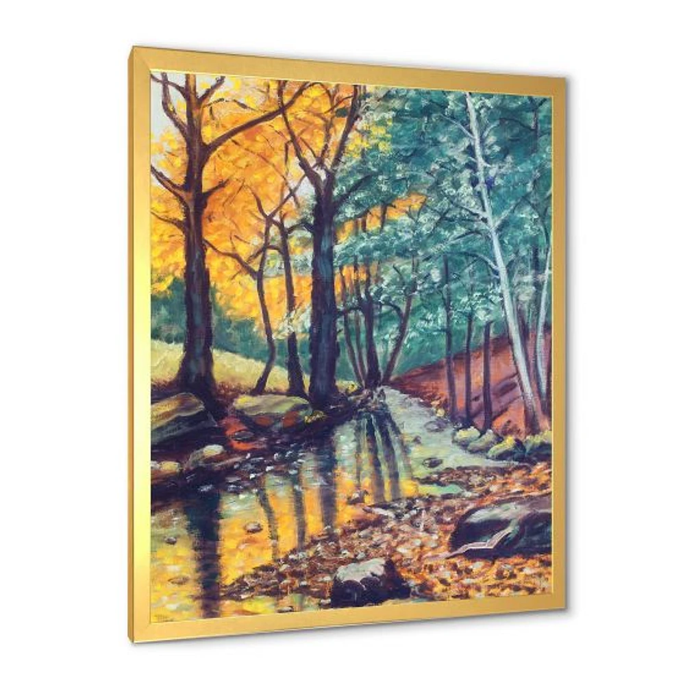 Landscape with River Autumn Forest Sunset  Wall Art