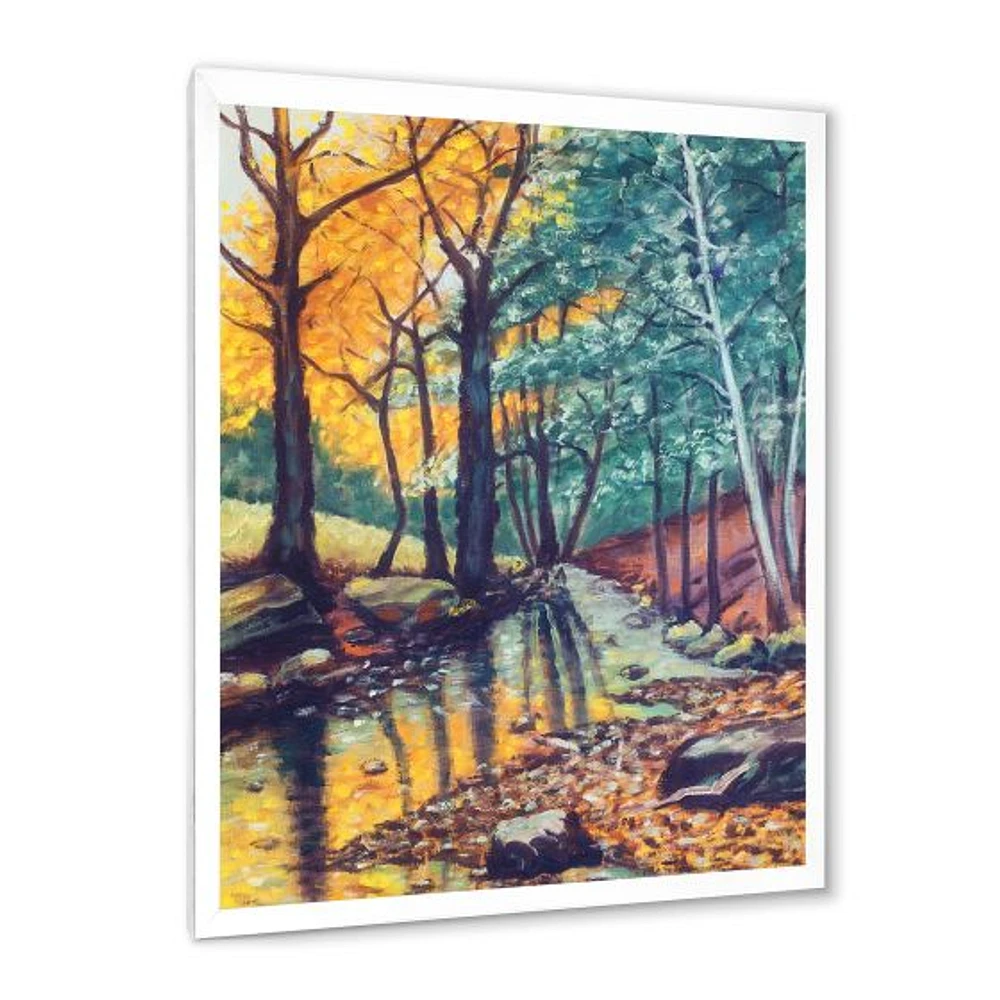 Toile « Landscape with River Autumn Forest Sunset »