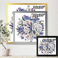 Bouquet Peonies White and Blue  Wall Art