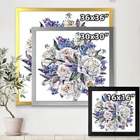 Bouquet Peonies White and Blue  Wall Art