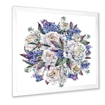 Bouquet Peonies White and Blue  Wall Art