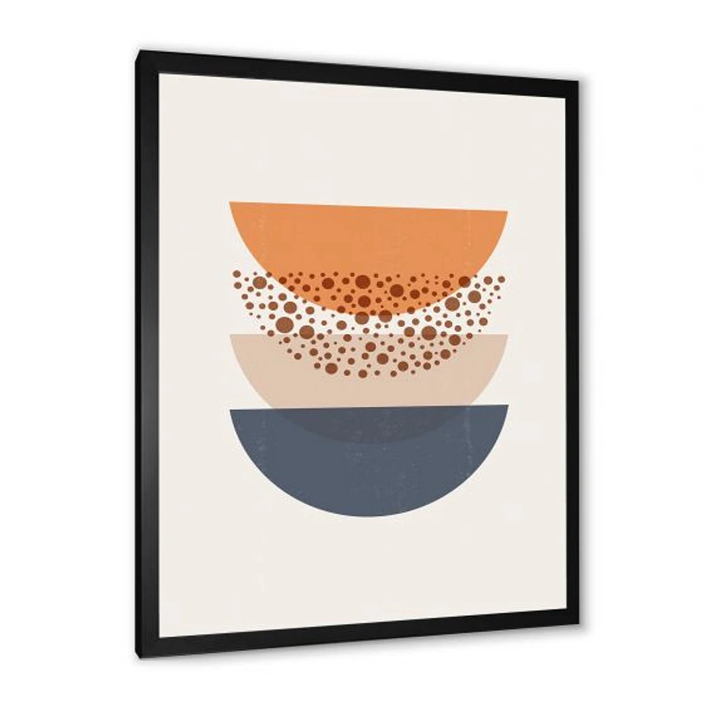 Abstract Sun & Moon Geometrics Blue Orange  Wall Art