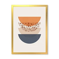 Abstract Sun & Moon Geometrics Blue Orange  Wall Art