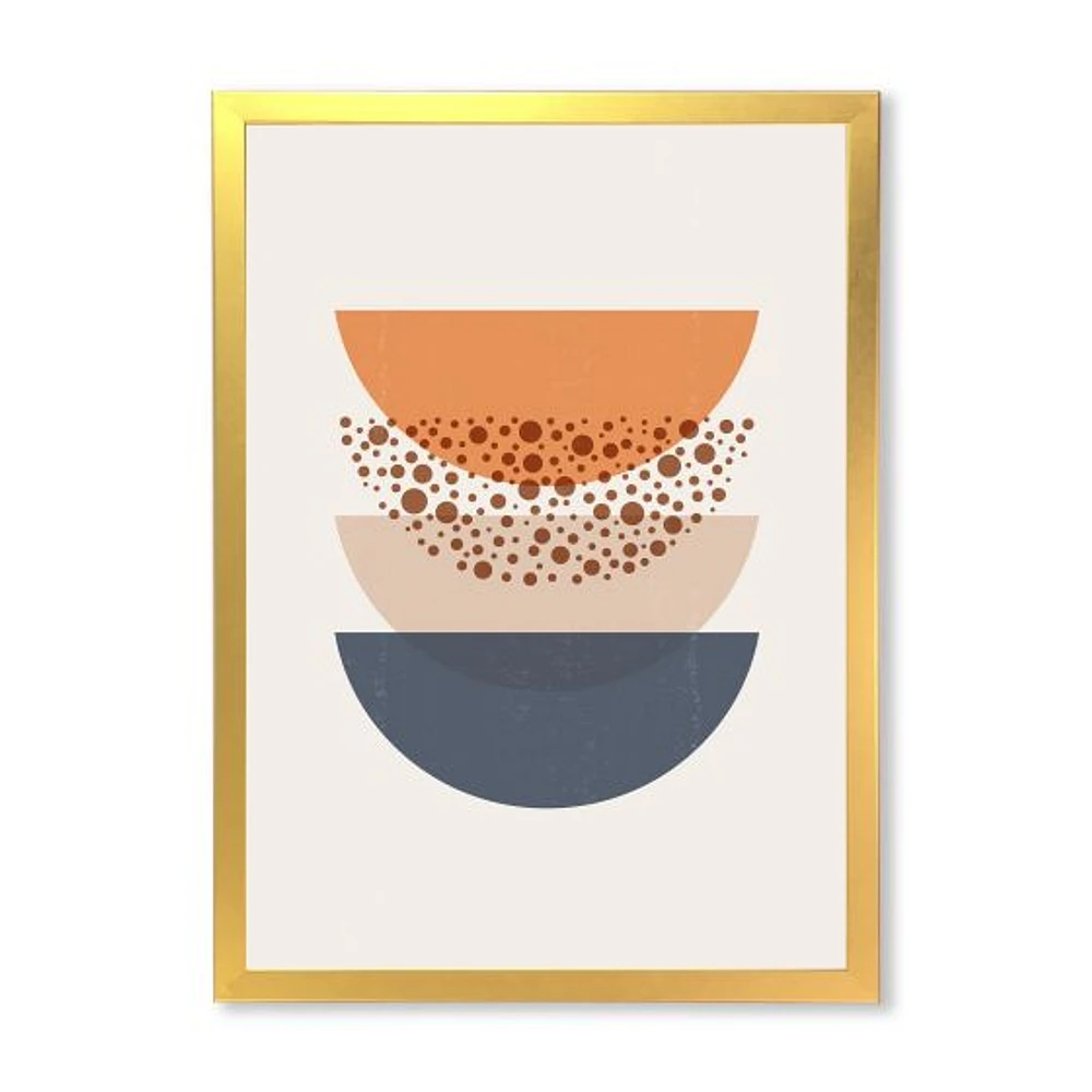 Abstract Sun & Moon Geometrics Blue Orange  Wall Art