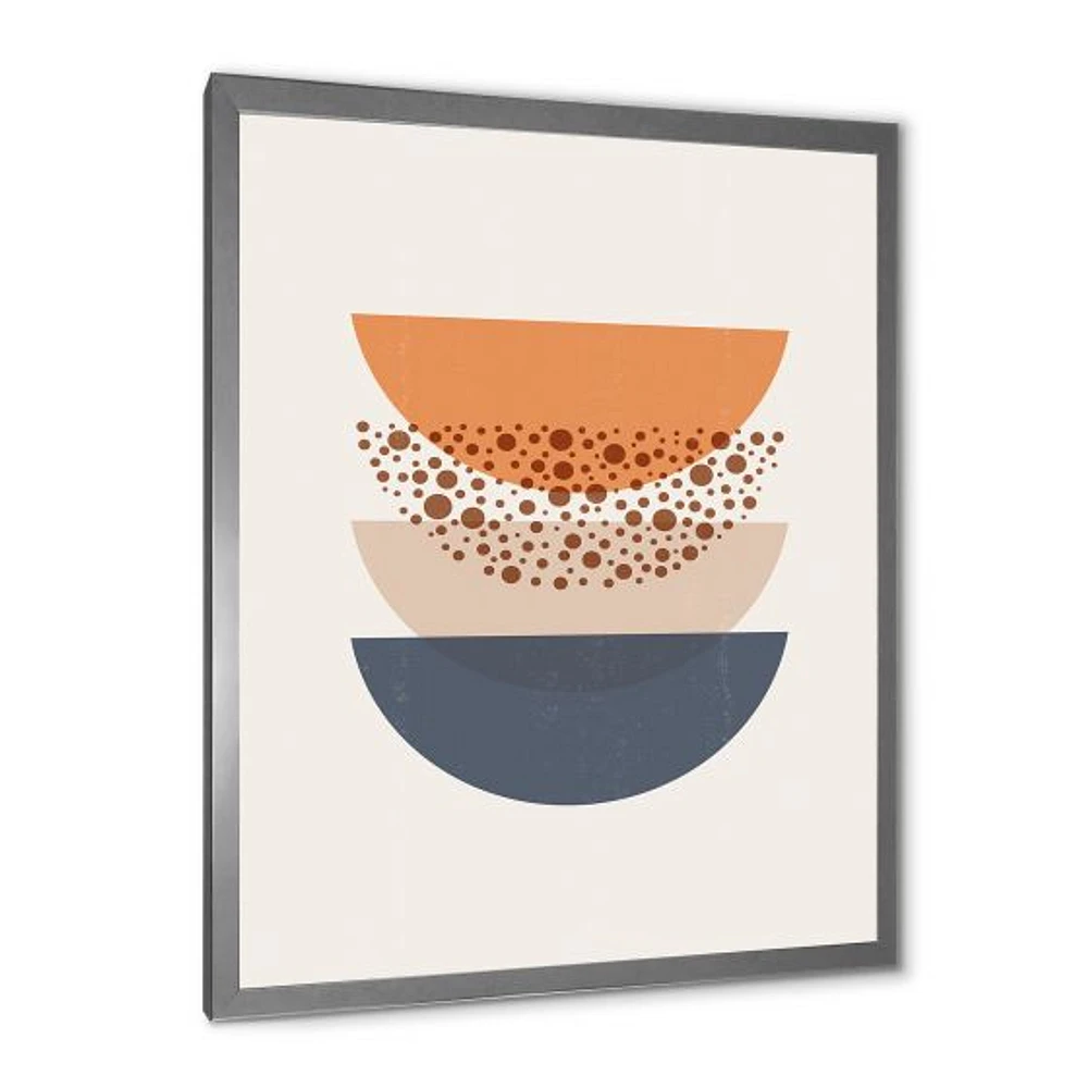 Abstract Sun & Moon Geometrics Blue Orange  Wall Art