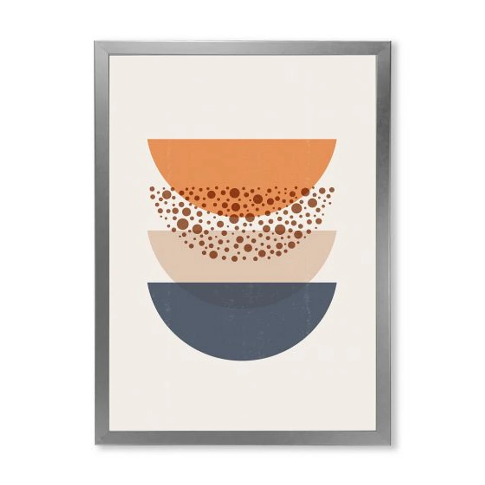 Abstract Sun & Moon Geometrics Blue Orange  Wall Art