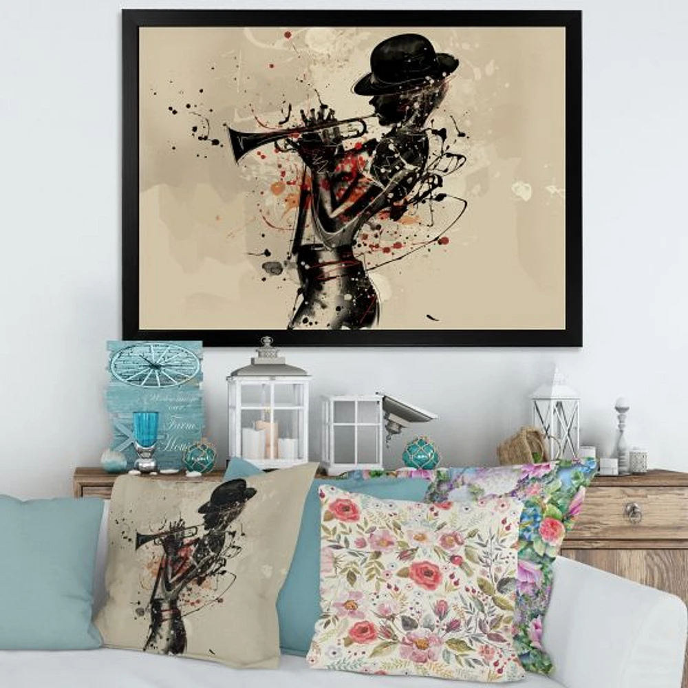 Woman Playing Jazz Trumpet  Wall Art