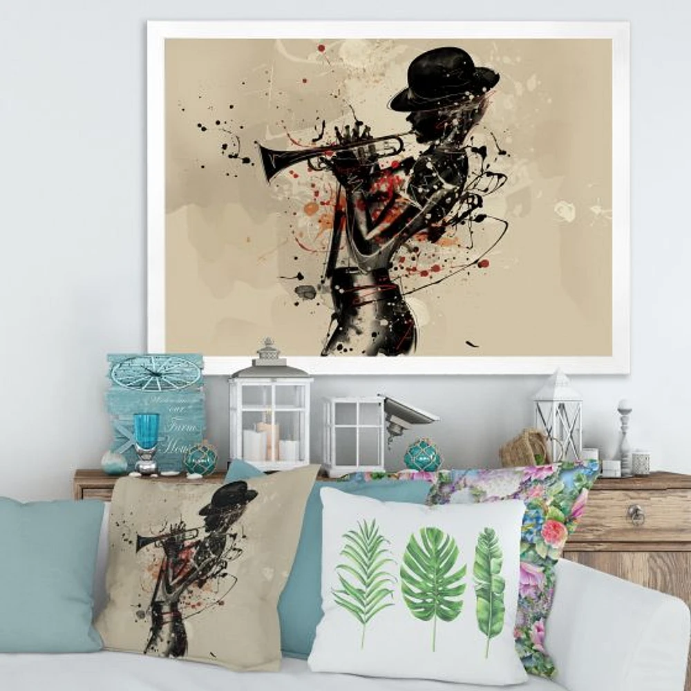 Woman Playing Jazz Trumpet  Wall Art