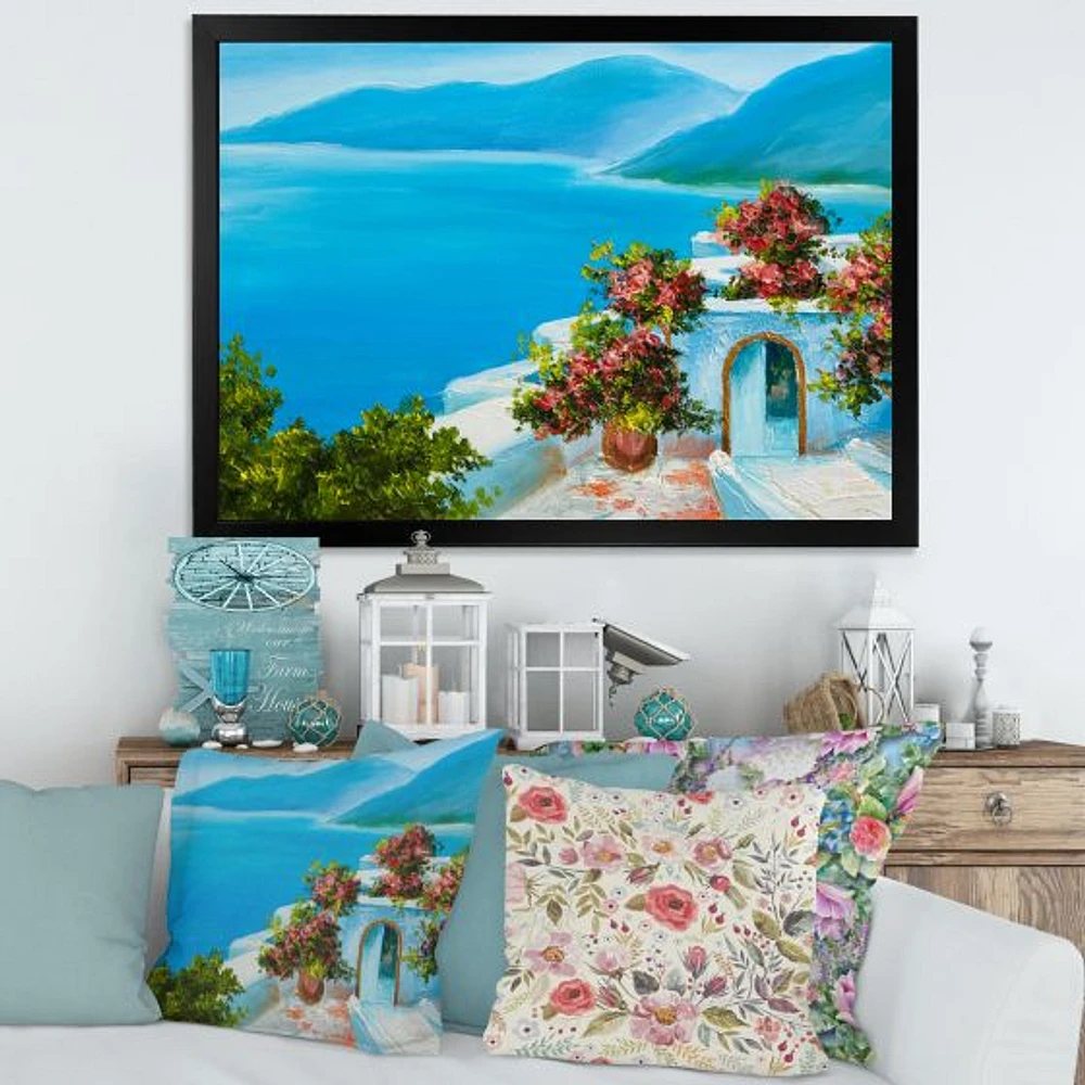 House Near The Sea Colorful Flowers I  Wall Art