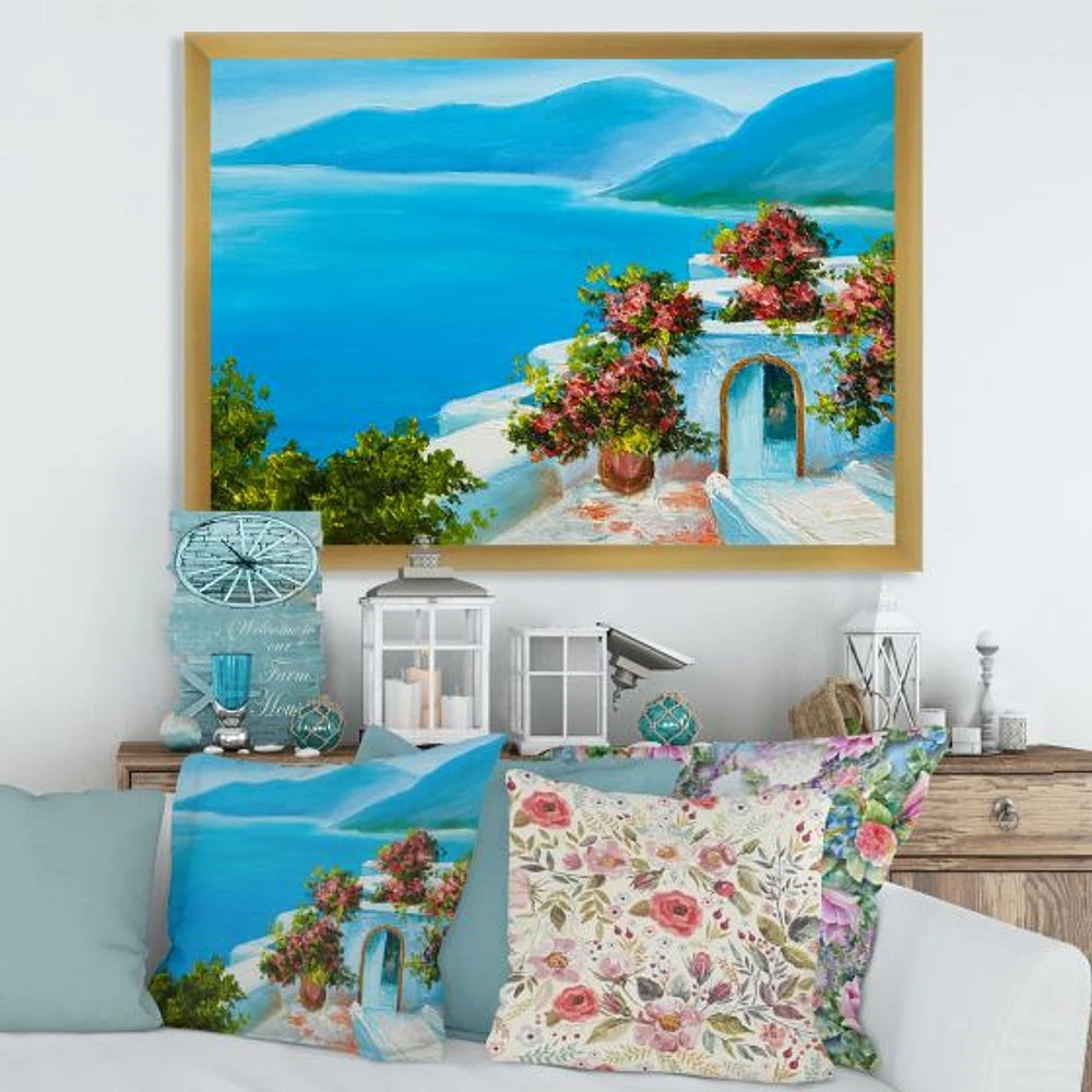 House Near The Sea Colorful Flowers I  Wall Art