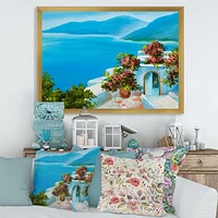 House Near The Sea Colorful Flowers I  Wall Art