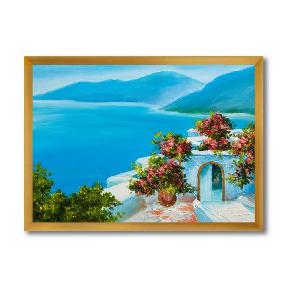 House Near The Sea Colorful Flowers I  Wall Art