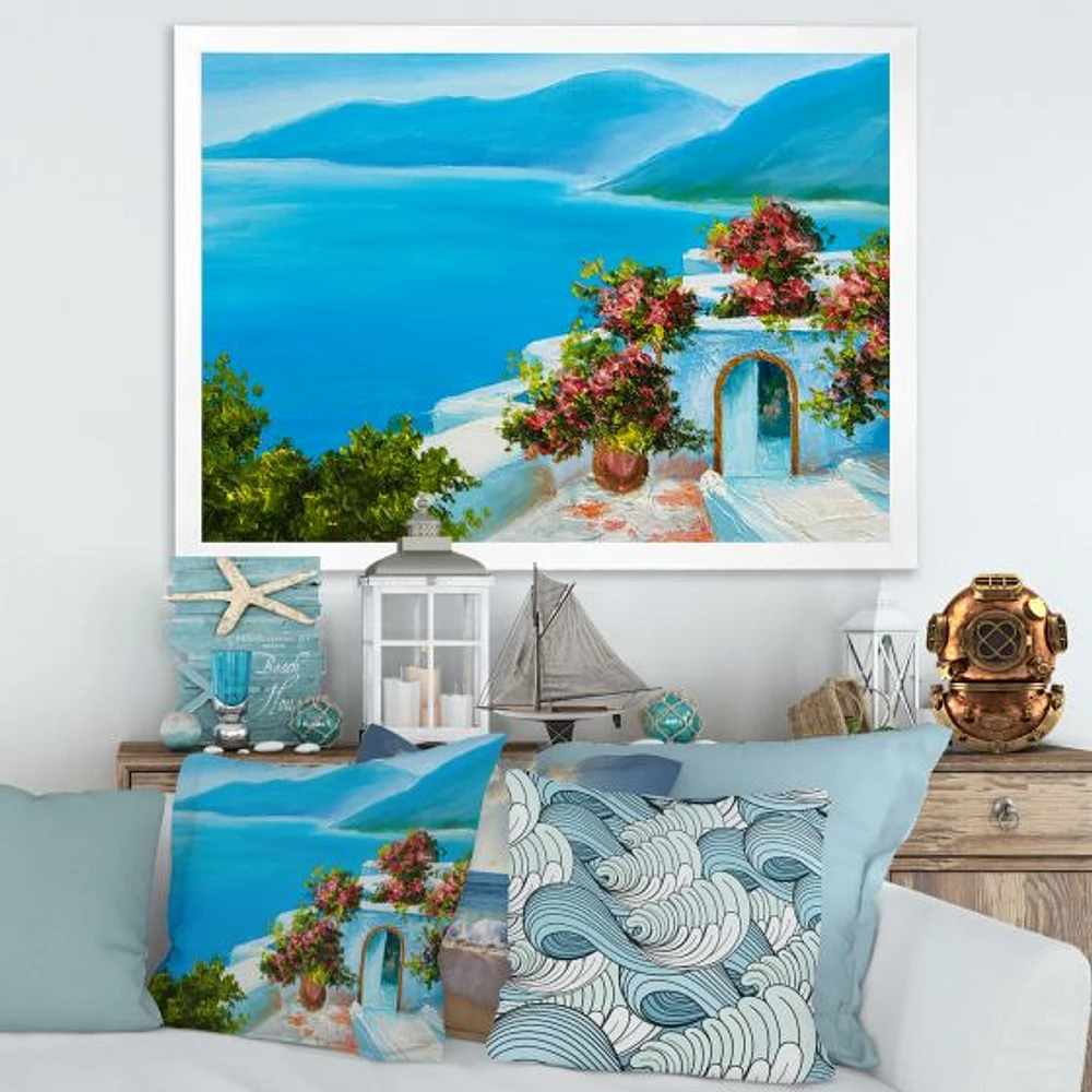 House Near The Sea Colorful Flowers I  Wall Art