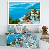 House Near The Sea Colorful Flowers I  Wall Art