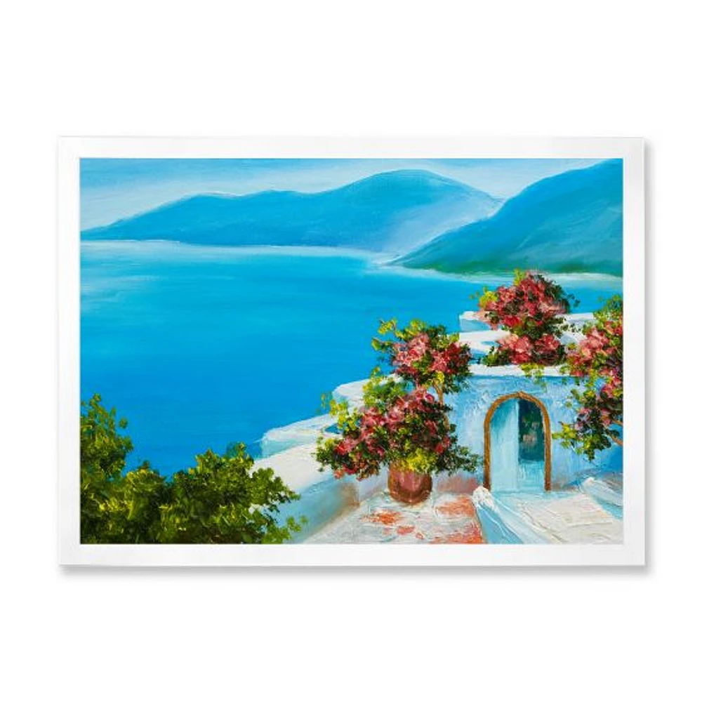 House Near The Sea Colorful Flowers I  Wall Art