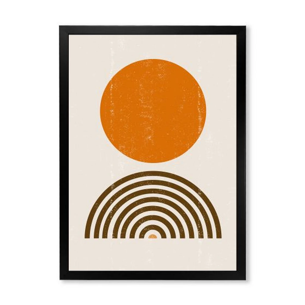 Minimal Orange Sun and Rainbow I Wall Art