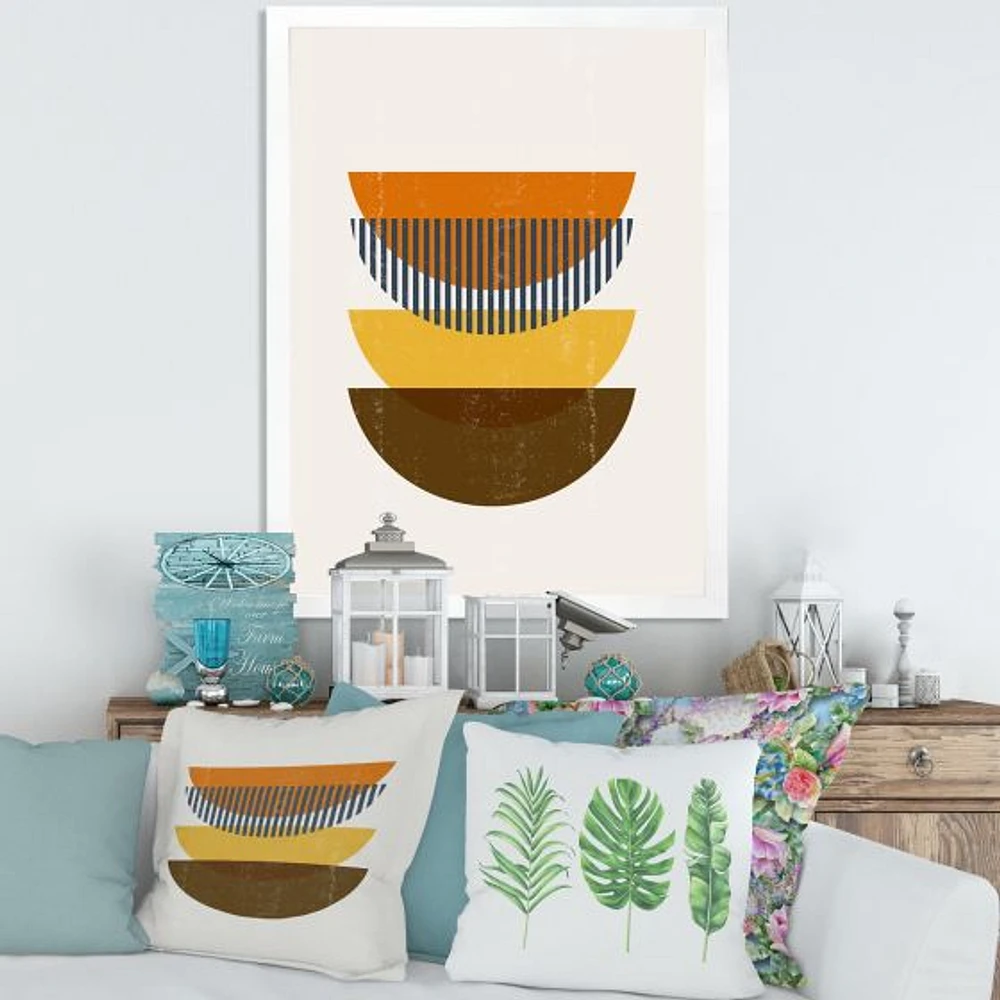 Abstract Geometric Moon Earth Tones  Wall Art