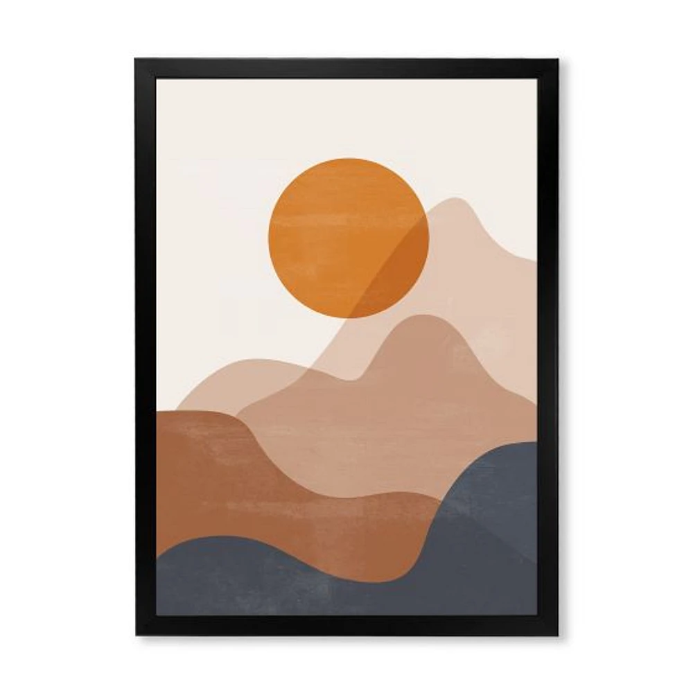 Red Moon Earth Toned Mountains II Wall Art