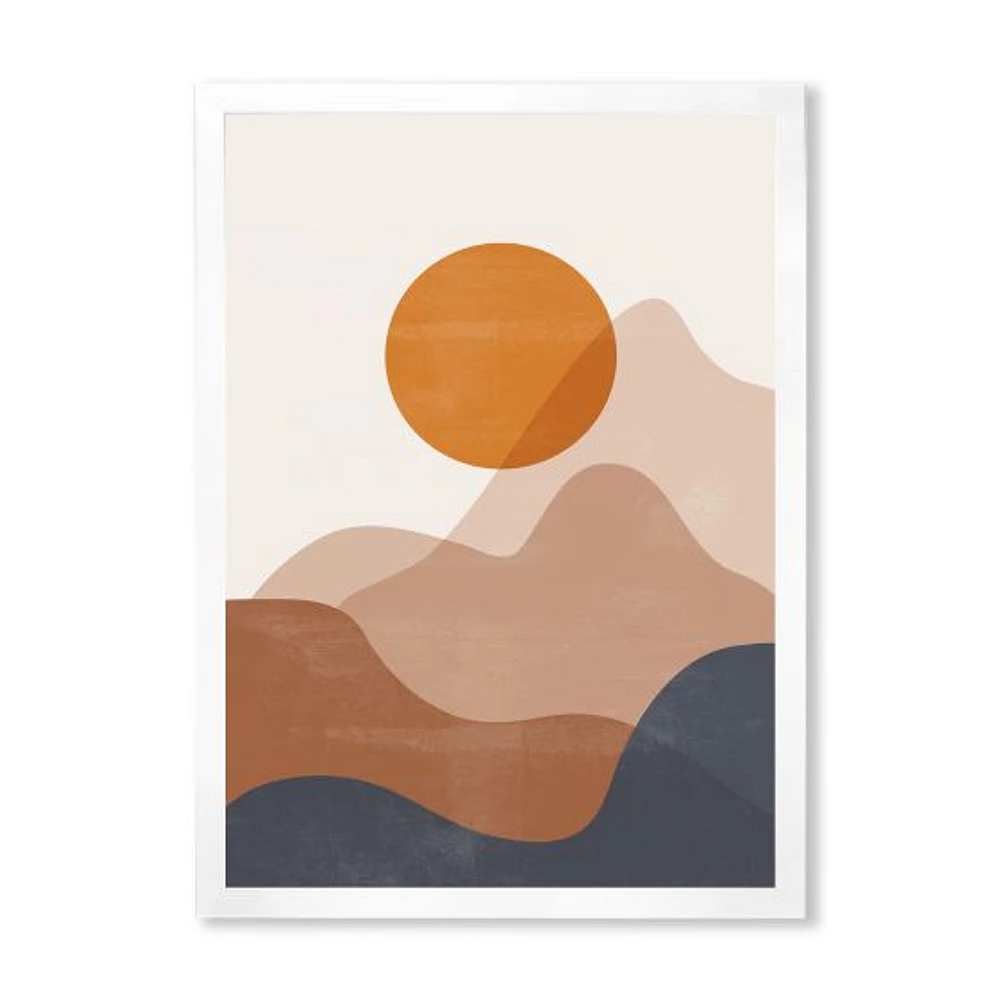 Red Moon Earth Toned Mountains II Wall Art