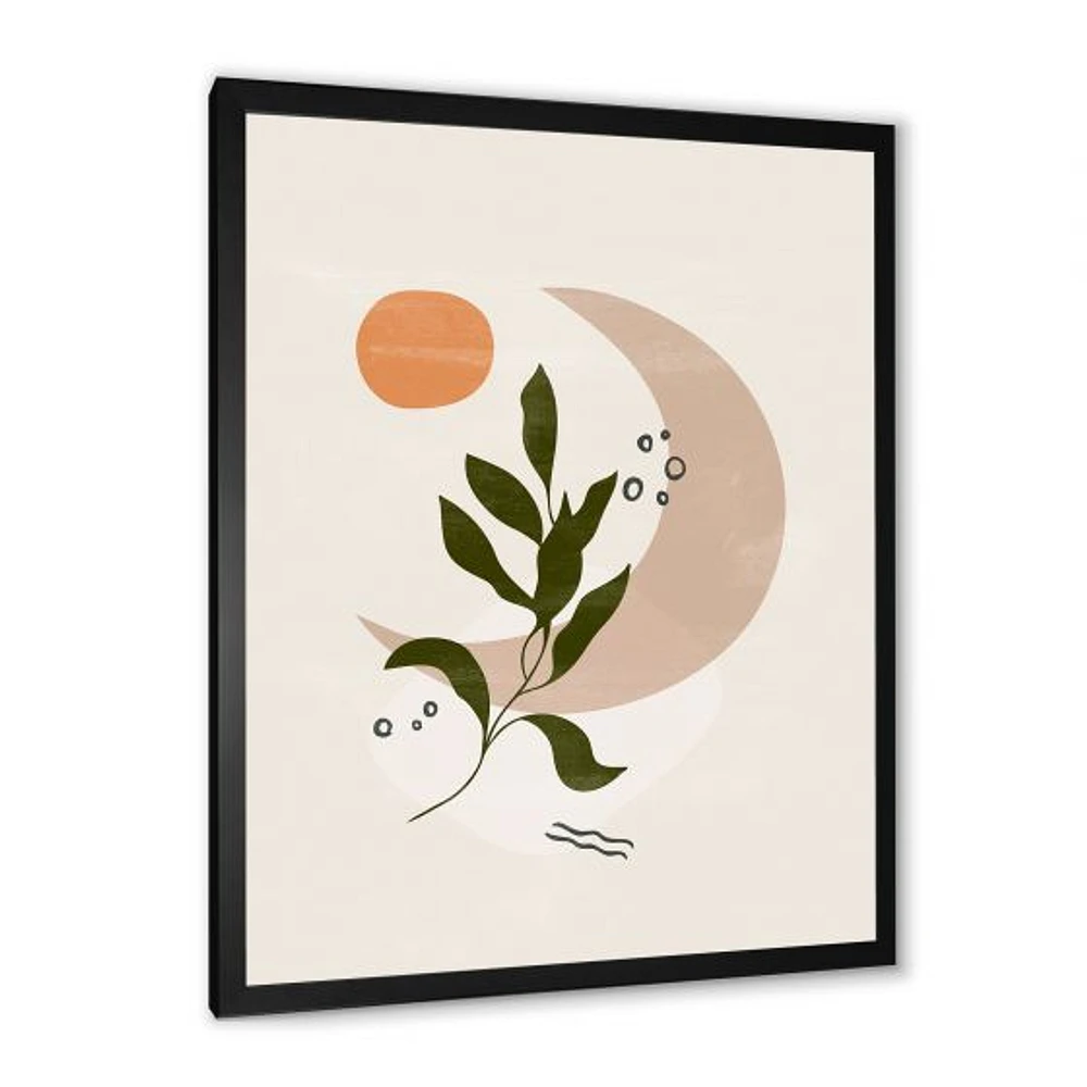 Abstract Geometrical Moon with Leaf I  Wall Art