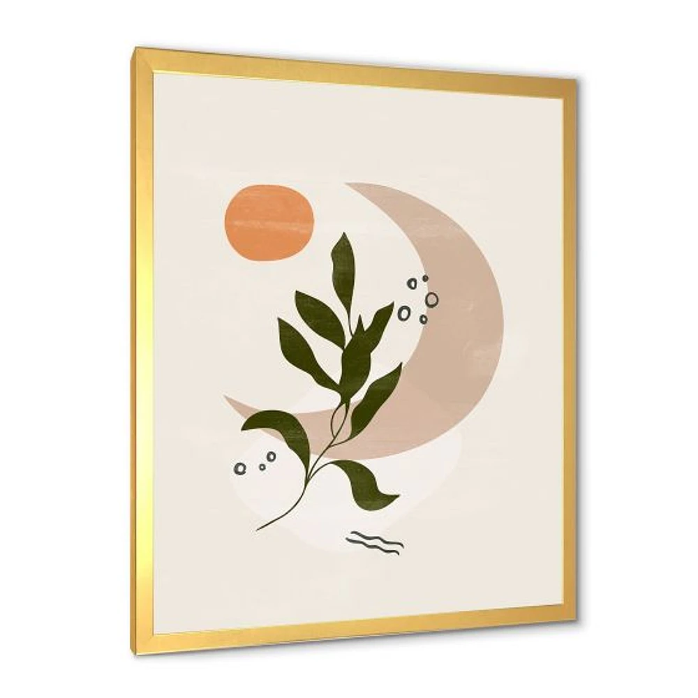 Abstract Geometrical Moon with Leaf I  Wall Art