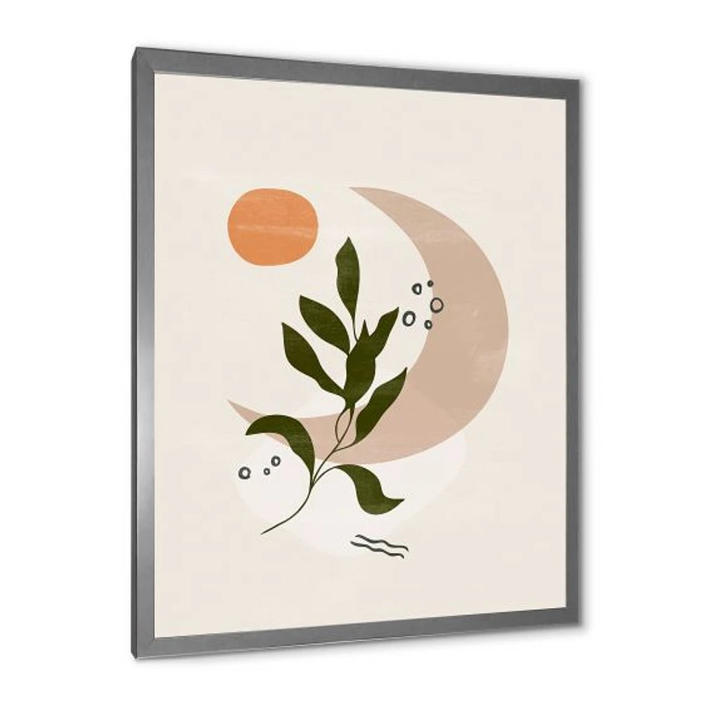 Abstract Geometrical Moon with Leaf I  Wall Art