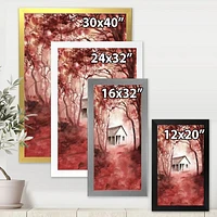 House Red Autumn Woods  Wall Art