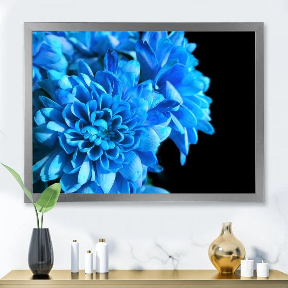 Detail of Blue Flowers on Black I  Wall Art