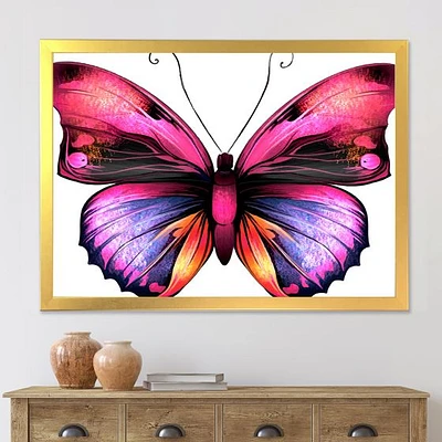 Bright Pink Butterfly Portrait  Wall Art