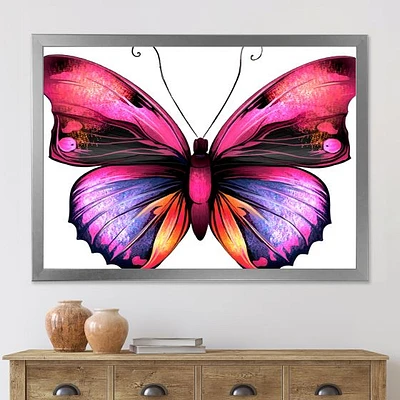 Bright Pink Butterfly Portrait  Wall Art