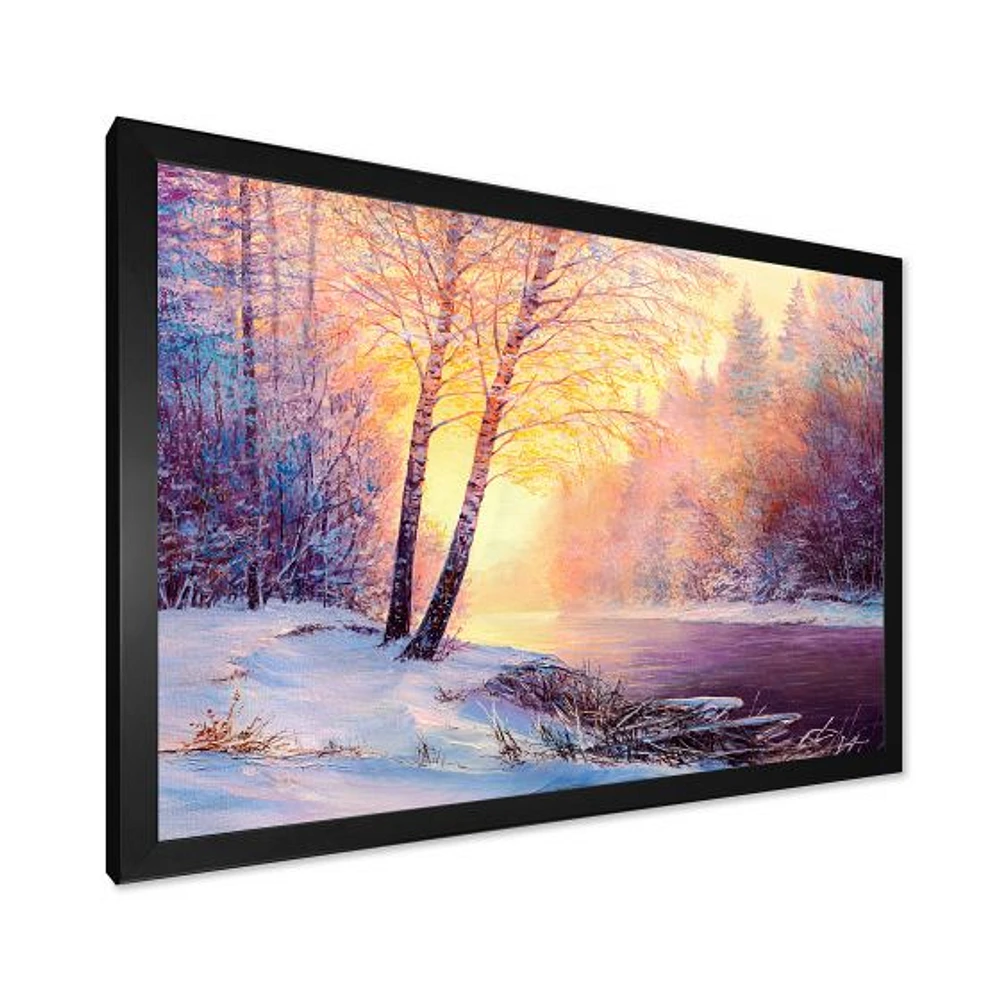 Winter Scenery with Bridge of Meandering River II  Wall Art