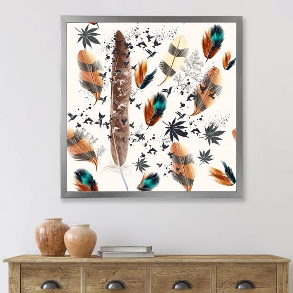 Multicolored Feather Pattern  Wall Art