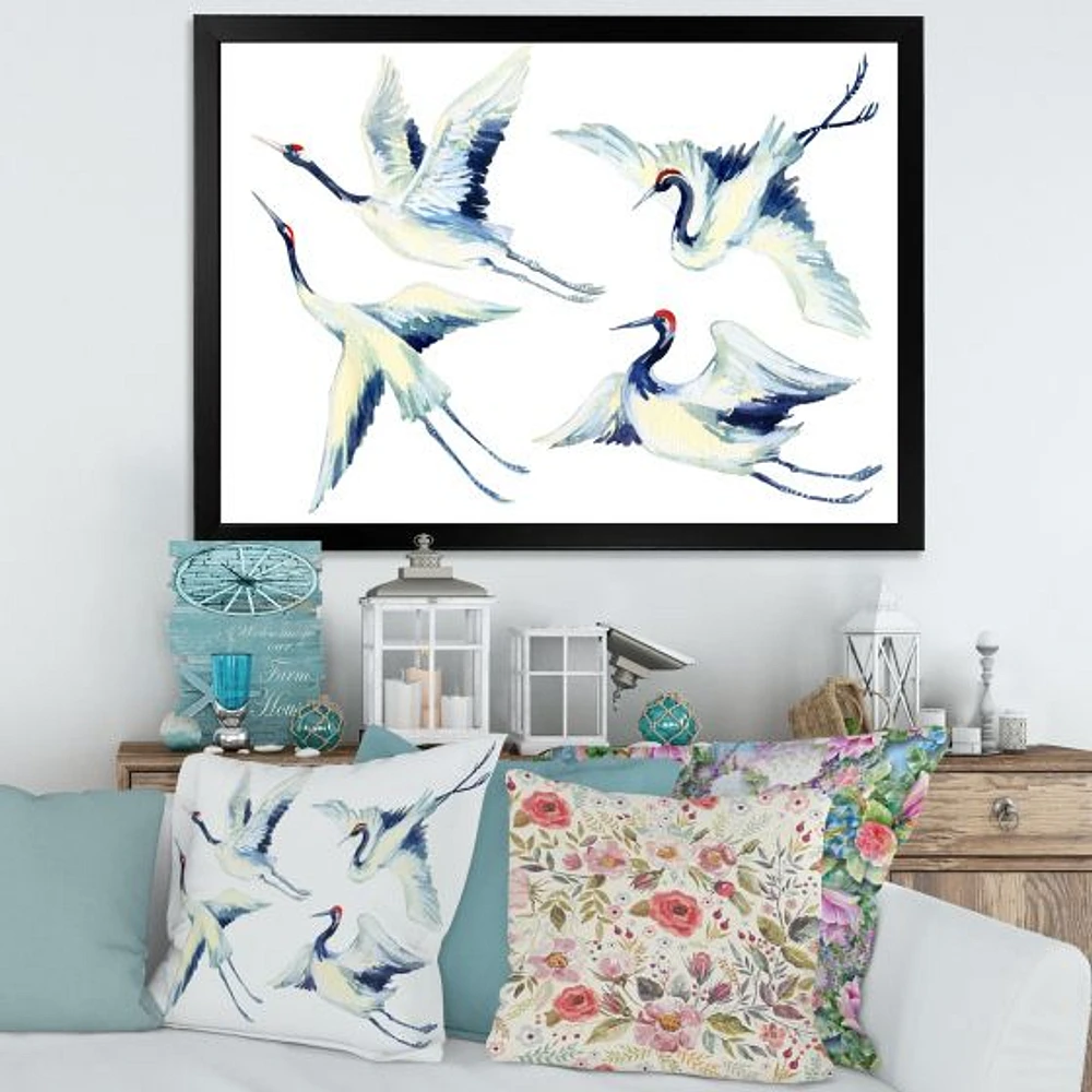 Asian Crane Bird Impression  Wall Art