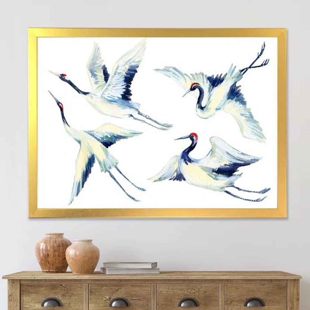 Asian Crane Bird Impression  Wall Art