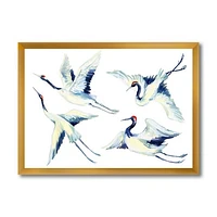 Asian Crane Bird Impression  Wall Art