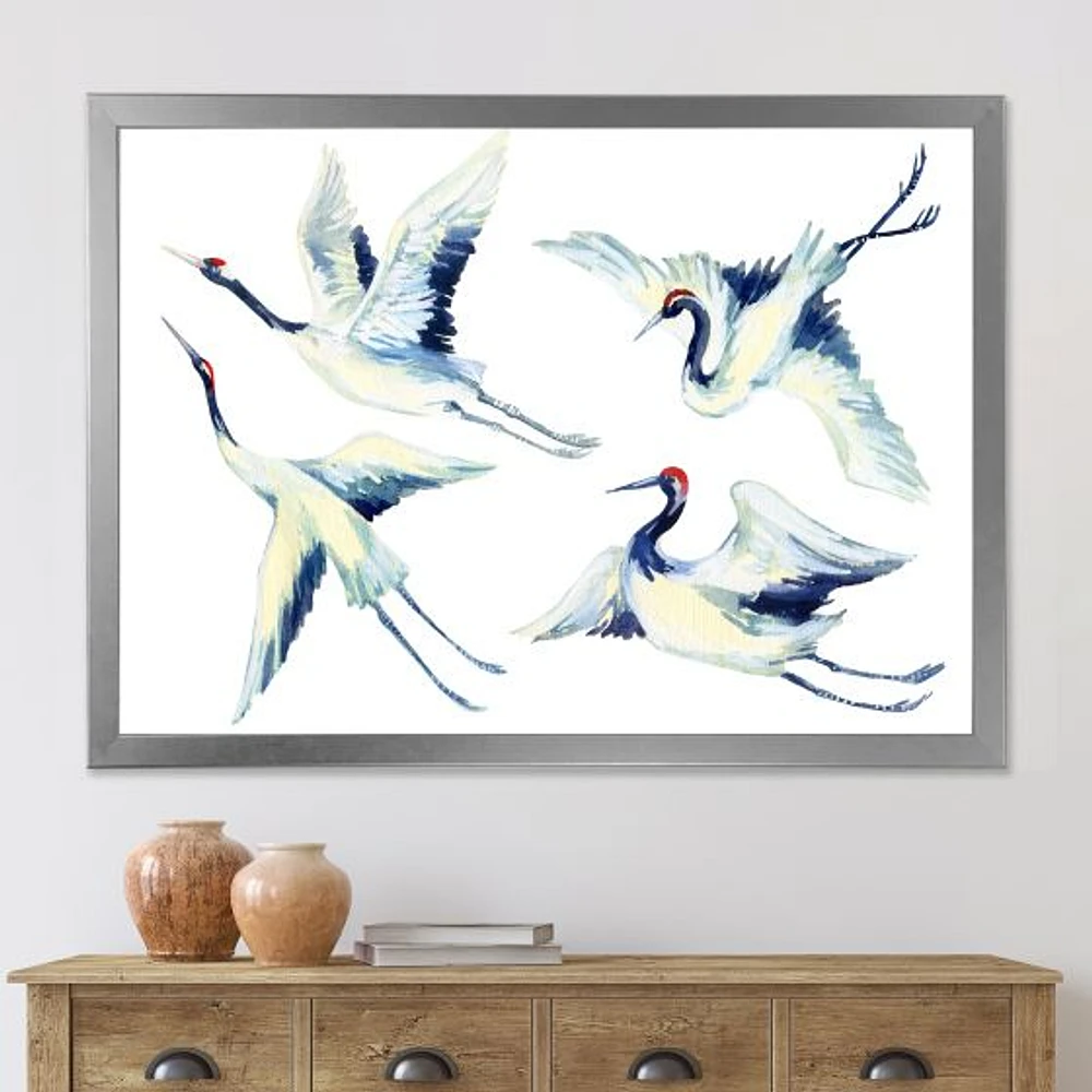 Asian Crane Bird Impression  Wall Art