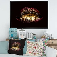 Sexy Golden Metallized Female Lips IV  Wall Art