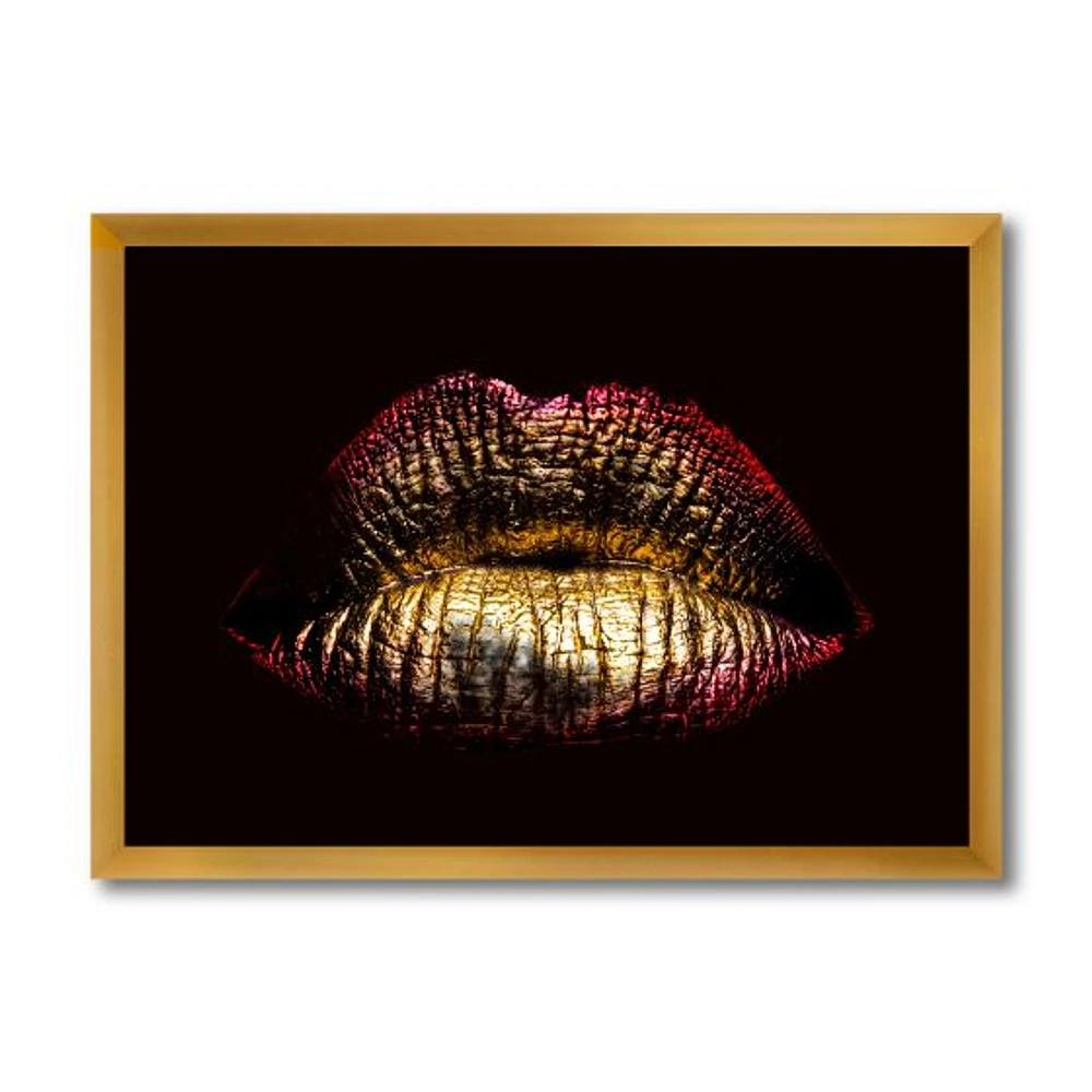 Sexy Golden Metallized Female Lips IV  Wall Art