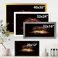 Sexy Golden Metallized Female Lips IV  Wall Art