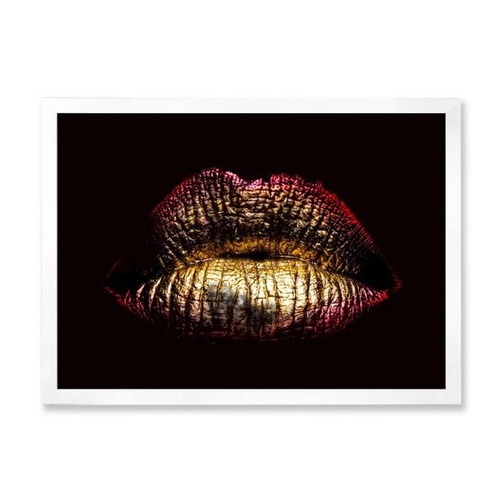 Sexy Golden Metallized Female Lips IV  Wall Art