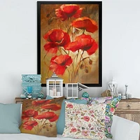 Red Blossoming Poppies IV  Wall Art