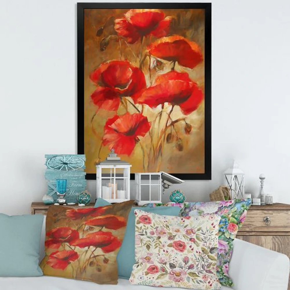 Red Blossoming Poppies IV  Wall Art