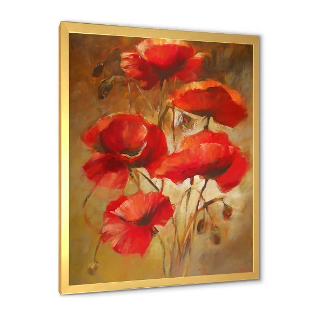 Toile « Red Blossoming Poppies IV »