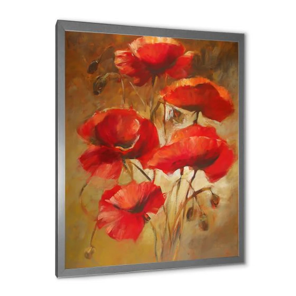 Toile « Red Blossoming Poppies IV »