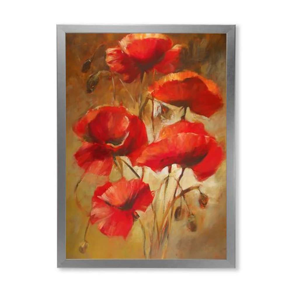 Red Blossoming Poppies IV  Wall Art